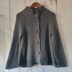 Talbots Women’s XS Cotton Cashmere Blend Woven Cardigan Sweater Gray Button Down